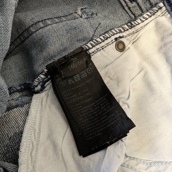 Allsaints BIKER cropped Jeans 26x26 Distressed light wash blue Denim - Picture 7 of 9